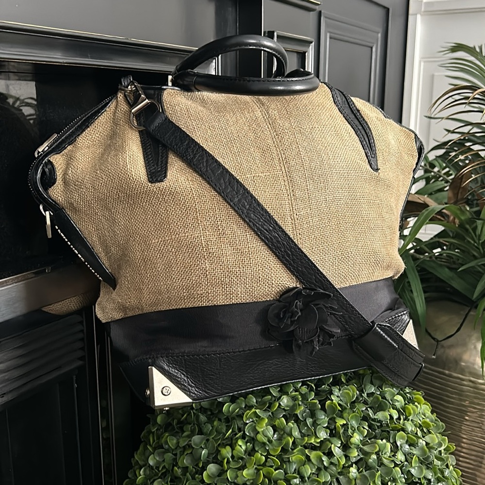 ALEXANDER WANG Emile jute and black leather  Bag